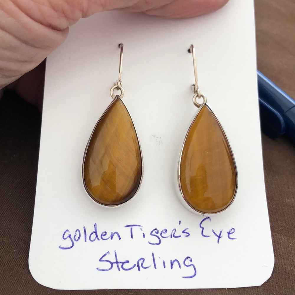 Golden tigers eye sterling earrings